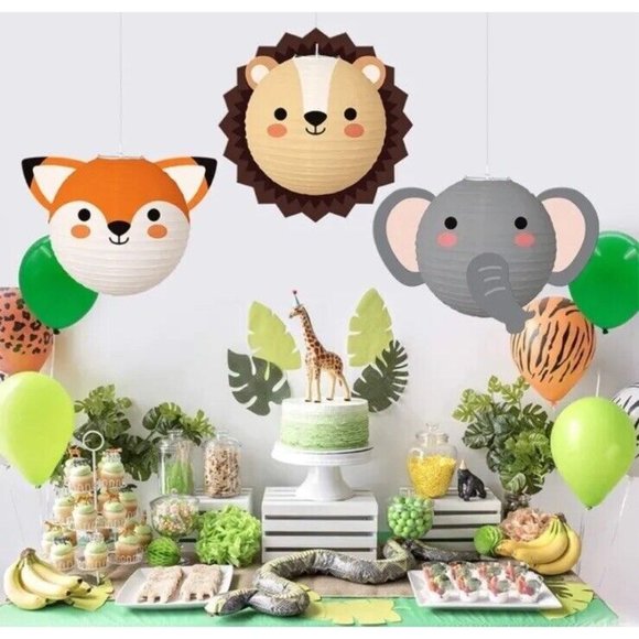 8pc Animal Lantern Jungle Party Kids Safari Decor Paper Kids Hanging Decorations - Picture 5 of 6